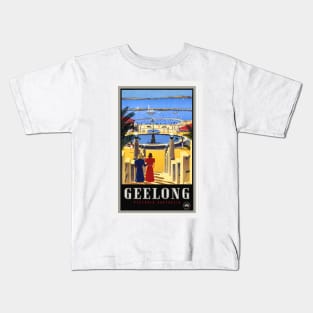 Geelong Australia Vintage Poster 1930 Kids T-Shirt